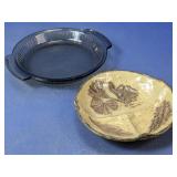 (2) Anchor Hocking Pie Dish & Ceramic Bowl