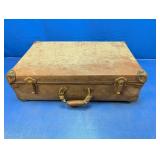 (1) Vintage Brown Leather Suitcase