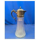 (1) Glass Pitcher with Ornate Handle
