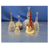(6) Decorative Glass and Ceramic Hand Bells