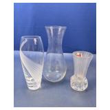 (3) Assorted Clear Glass Vases