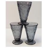 (3) Vintage Glass Pear Pattern Footed Tumbler Lot