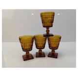 (4) Vintage Pressed Glass Goblets Lot