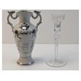 (2) 25th Anniversary Vase and Irish Crystal Holder