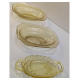 (3) Amber Glass Serving Bowls Assorted Sizes