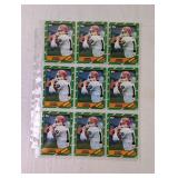 SHEET OF 9 1986 BERNIE KOSAR ROOKIE CARDS