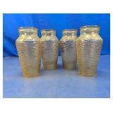 (4) Textured Amber Glass Vases