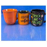 (3) Halloween-Themed Ceramic Mugs