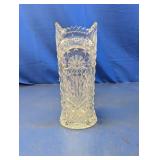 (1) Clear Pressed Glass Vase with Floral Design