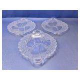(3) Clear Glass Pear Pattern Plates