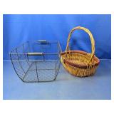 (2) Wire and Wicker Baskets