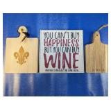 (3) Cutting Boards & Wine Sign  Kitchen Decor