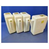(4) "Locally Grown" Cream Plastic Watering Cans
