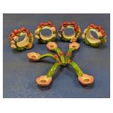 (9) Floral Napkin Rings and Flower Spoons