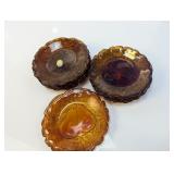 (12) Tiara Amber Glass Leaf Plates