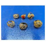(6) Vintage Style & Gemstone Accent Ring Lot