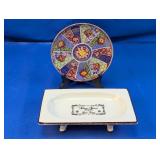 (3) Blanc Bains Tray & Imari Plate w/ Stand