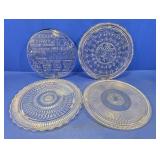 (4) Vintage Glass Cheese & Serving Platters Lot
