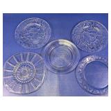 (5 Clear Pressed Glass Dessert/Relish Plates