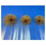 (3) Gold-Tone Metal Starburst Orbs