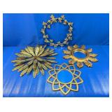 (4) Gold-Tone Decorative Wall Mirrors/Frames