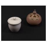 (2)Elegant Covered Ceramic Jars Duo