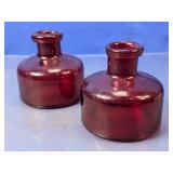 (2) Ruby Red Glass Bottles