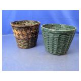 (2) Woven Basket Planters
