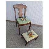 (2) American Empire Style Chair & Footstool