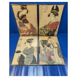(4) Framed Japanese Art Prints (Glass)
