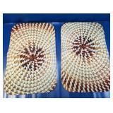 (2)Woven Basket Print Rectangular Placemats Duo