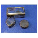 (3) Vintage Engraved Trinket Metal Boxes Trio