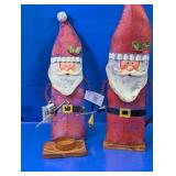 (2) Rustic Metal Santa Candle Holder Duo
