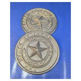(2) Cast Iron State of Texas Emblems