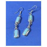 925 Sterling Silver and Turquoise Dangle Earrings.