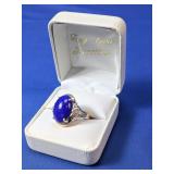 14k Yellow Gold Lapis and Diamond Statement Ring