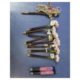 (11) Assorted Novelty Pens  Flowers, Dots & Twig