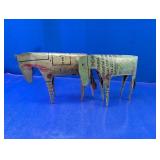 (2) Folk Art Horse Metal Sculptures Duo