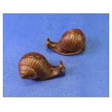 (2) Cast Iron Snail Figurines Duo