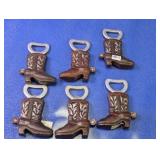 (6) Cast Iron Cowboy Boot Bottle Openers Lot
