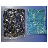 (2) Crinkled Fabric Pieces Black and Teal