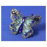 (1) Butterfly Blue Rhinestone Brooch