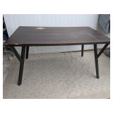 (1) Rectangular Wood Top Metal-Leg Table
