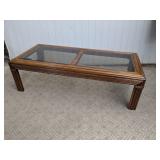 (1) Rectangular Wood & Glass Coffee Table