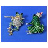 (2) Frog Rhinestone Brooches