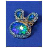 (1) Blue Rhinestone Bunny Brooch