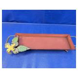 (1) Metal Tray with Flower and Leaf Accents