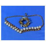 (2) Vintage Amber Rhinestone Set