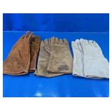 (3)Pairs of Leather Welding/Work Gauntlet Gloves