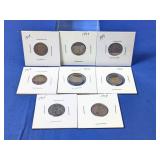 Lot of 8 U.S. Indian Head Pennies. 19011908.